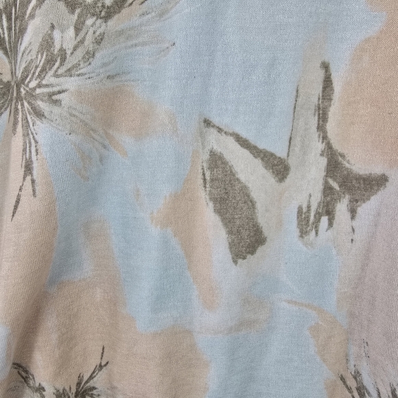 Chico's Womens Pullover Muted FloralKnit V-Neck Sweater LongSleeve Peach/Turq 2 - Picture 4 of 9